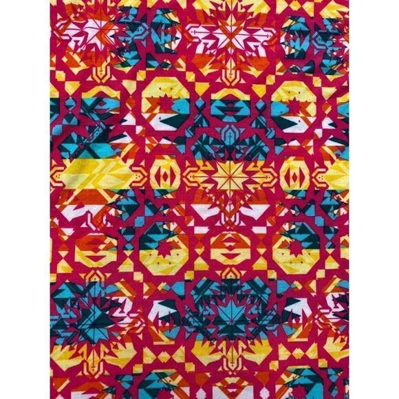 LuLaRoe Randy Raglan Sleeve Gray‎ Pink Yellow Geometric Pattern Sz 2XL NEW - Picture 3 of 8